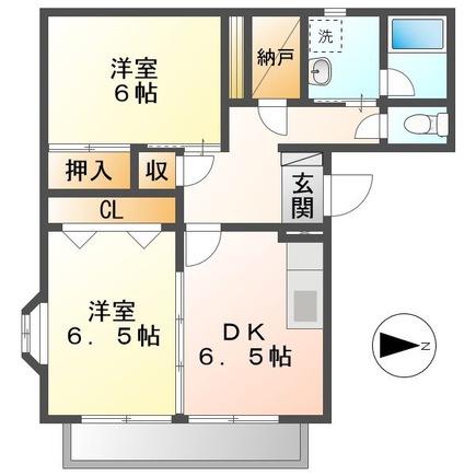 ラフィネ(2DK/2階)の間取り写真