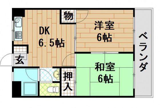 上野ビル(2DK/3階)の間取り写真