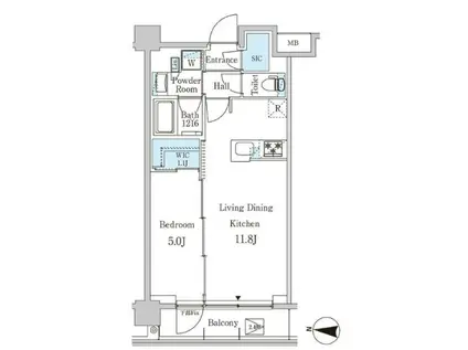 ジオエント中野弥生町(1LDK/3階)の間取り写真