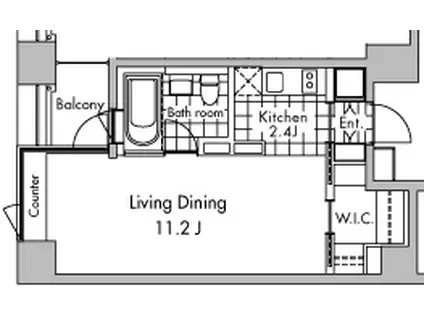 BLUE(1K/4階)の間取り写真