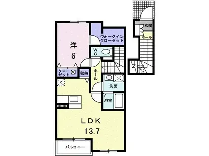 FIORE.PLACIDO蘭(1LDK/2階)の間取り写真