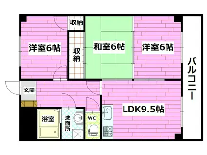 メゾン古田(2LDK/3階)の間取り写真