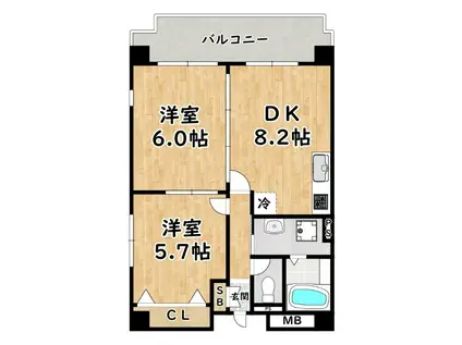 グランゲイト(2DK/3階)の間取り写真