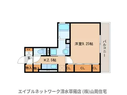 クラシオン谷田(1K/3階)の間取り写真