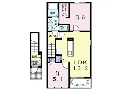 オリーブビレッジ上野山II(2LDK/2階)の間取り写真