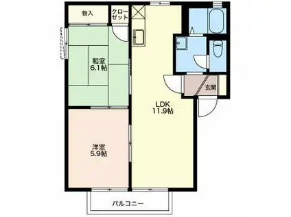サンライズ C(2LDK/2階)の間取り写真