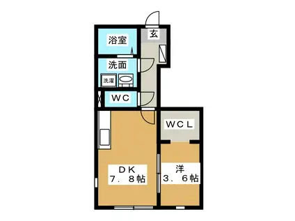 ベルシャンブルVIII(1DK/1階)の間取り写真