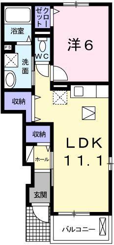 ホワイトローズ(1LDK/1階)の間取り写真