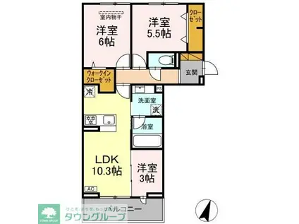 リシェスみのり台 A棟(3LDK/3階)の間取り写真