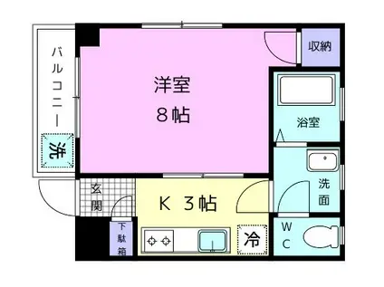 グランドマザー(1K/3階)の間取り写真