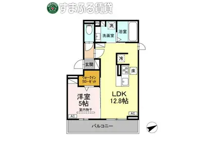 D-AVANCE上六名II(1LDK/1階)の間取り写真