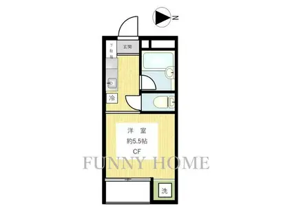 目黒壱番館(ワンルーム/2階)の間取り写真