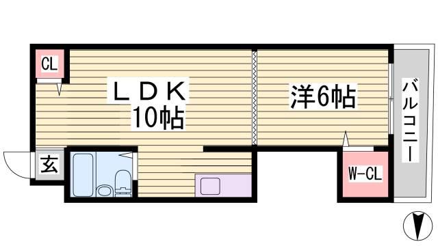 ベルグリーン鈴蘭台(1LDK/5階)の間取り写真