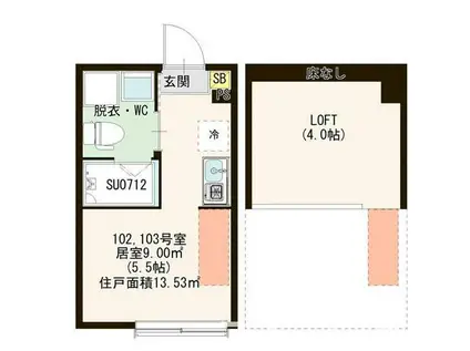 DIOS-COLA デザイナーズ(ワンルーム/1階)の間取り写真