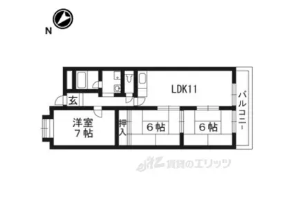 イトーピア向日マンションB棟(3LDK/5階)の間取り写真