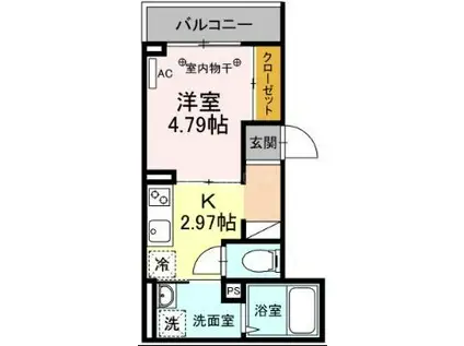 アナシエ南篠崎町I(1K/2階)の間取り写真