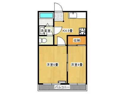 ホンダハイツ(2K/4階)の間取り写真