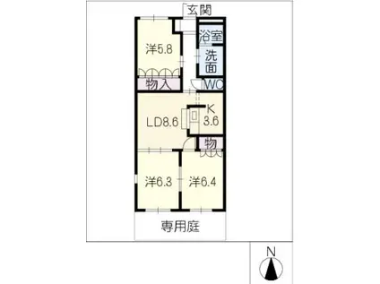 トゥインクル・タウン(3LDK/1階)の間取り写真