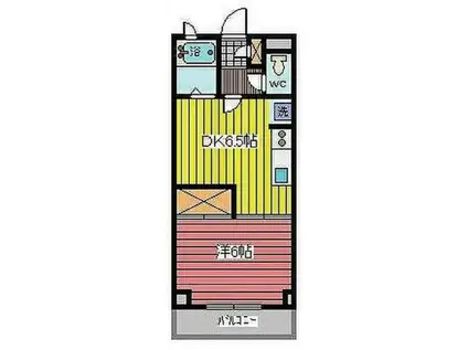 KUハイツ(1DK/2階)の間取り写真