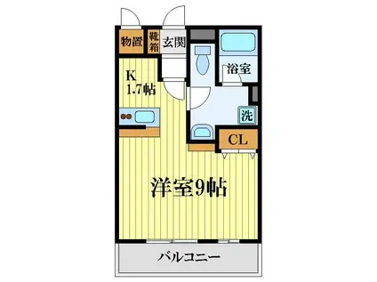 アルカンシエルセブン(1K/3階)の間取り写真