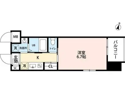 アミュゼ城野(1K/2階)の間取り写真
