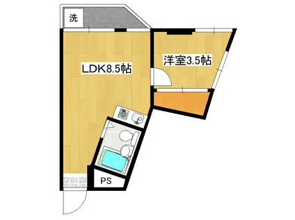 自由が丘ソレイユビル(1LDK/4階)の間取り写真