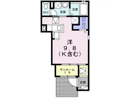 メゾン・ロマラン(ワンルーム/1階)の間取り写真