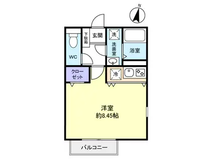 グランニールウエスト勝田台(ワンルーム/1階)の間取り写真