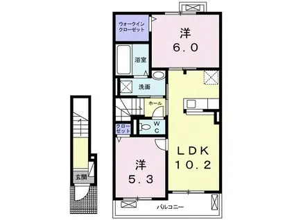 江合 弐番館(2LDK/2階)の間取り写真
