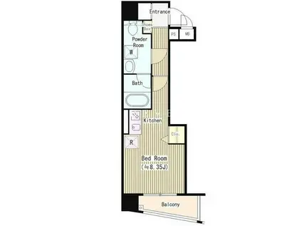 アクアアンビシャス八丁堀(ワンルーム/9階)の間取り写真