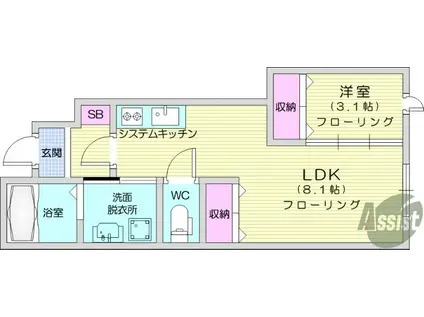 モアナマカナエルア(1LDK/1階)の間取り写真