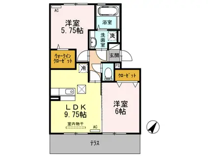 プルミエールA棟(2LDK/1階)の間取り写真