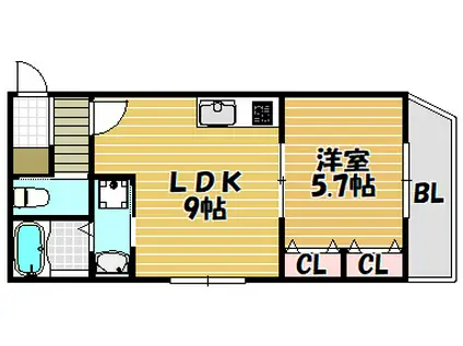 トワ・メゾン(1LDK/3階)の間取り写真