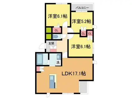 メゾンSD(3LDK/2階)の間取り写真