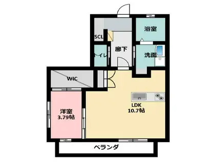 ル・リオンクリーク(1LDK/2階)の間取り写真