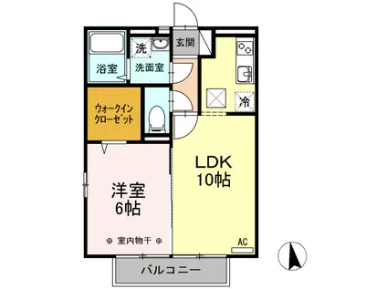 コルリス B棟(1LDK/1階)の間取り写真