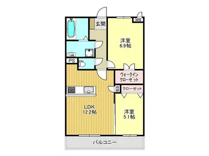 カーサフェリーチェ(2LDK/4階)の間取り写真