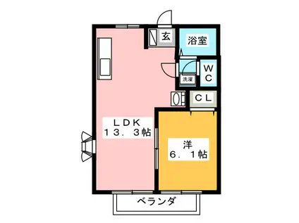 グリーンハイツ林(1LDK/1階)の間取り写真