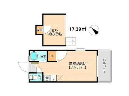 アルファディオ空港南(ワンルーム/2階)の間取り写真