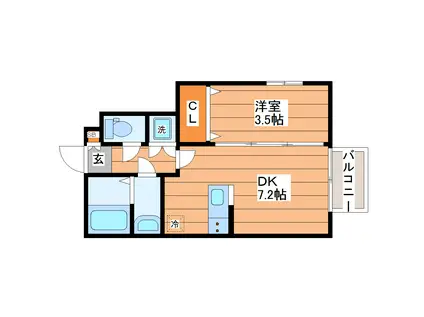 CALLAIS(1DK/1階)の間取り写真