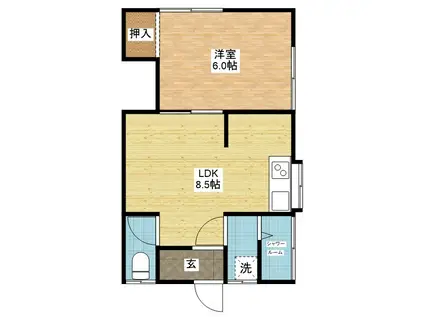 三原2丁目AP(1LDK/2階)の間取り写真