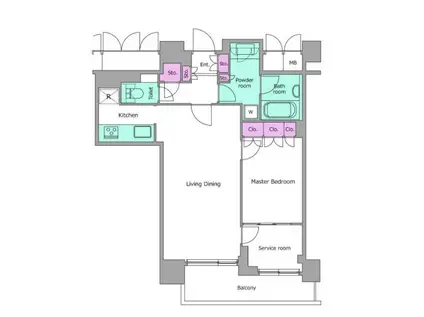 レジディアタワー目黒不動前(1SLDK/27階)の間取り写真