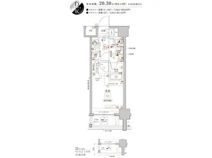 LEA横濱阪東橋駅前(1K/6階)の間取り写真