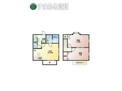 XIV羽塚(2LDK/1階)の間取り写真