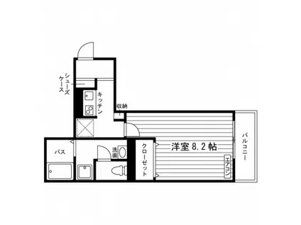 シャトー元八事(1K/1階)の間取り写真