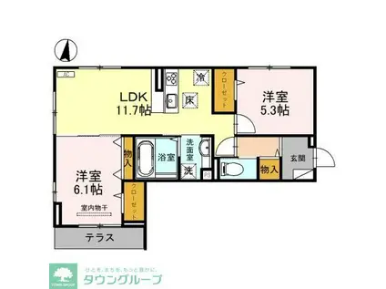 アクシス・ハイム(2LDK/2階)の間取り写真