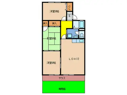 セジュール堺(3LDK/1階)の間取り写真
