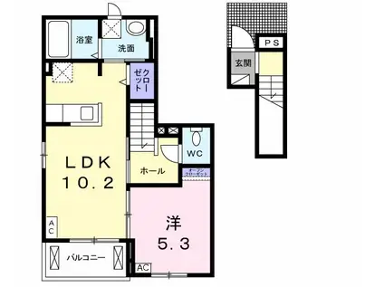 シュエット アン(1LDK/2階)の間取り写真