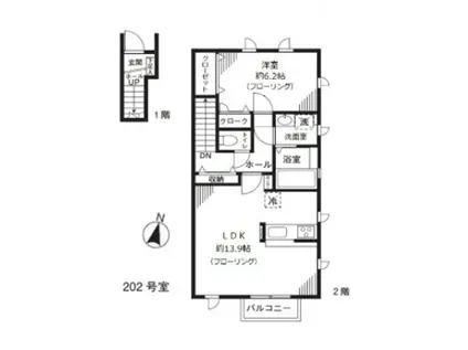 レフィナード(1LDK/2階)の間取り写真