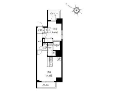アクア北品川(1LDK/4階)の間取り写真
